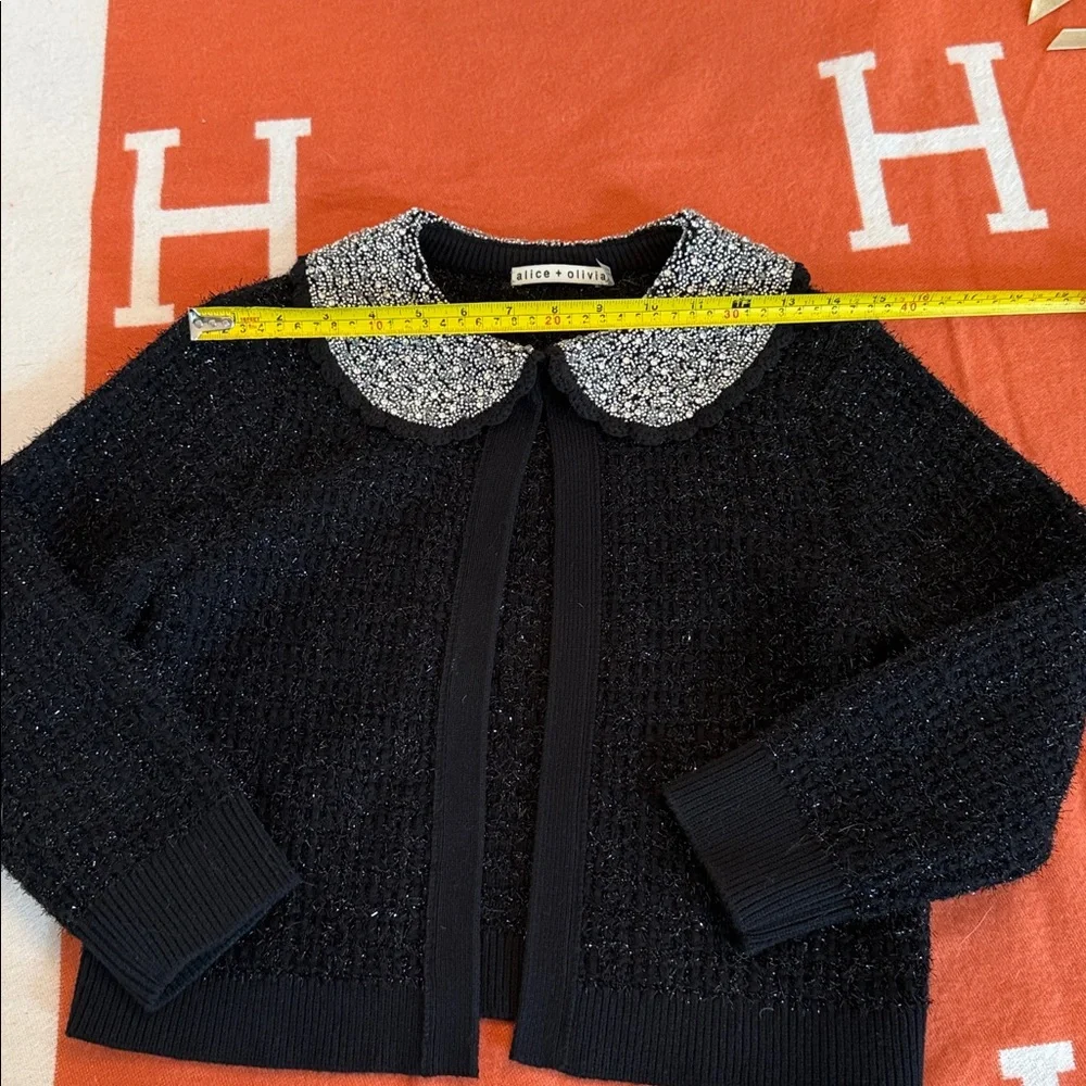 Alice + Olivia Black Cardigan with Silver Collar - Picture 8 of 10
